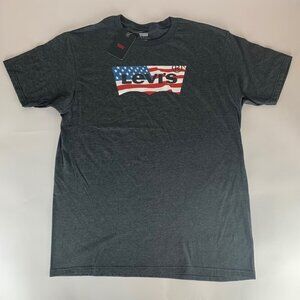 Levi's USA Theme Gray Short Sleeve Crewneck Shirt Mens Large New